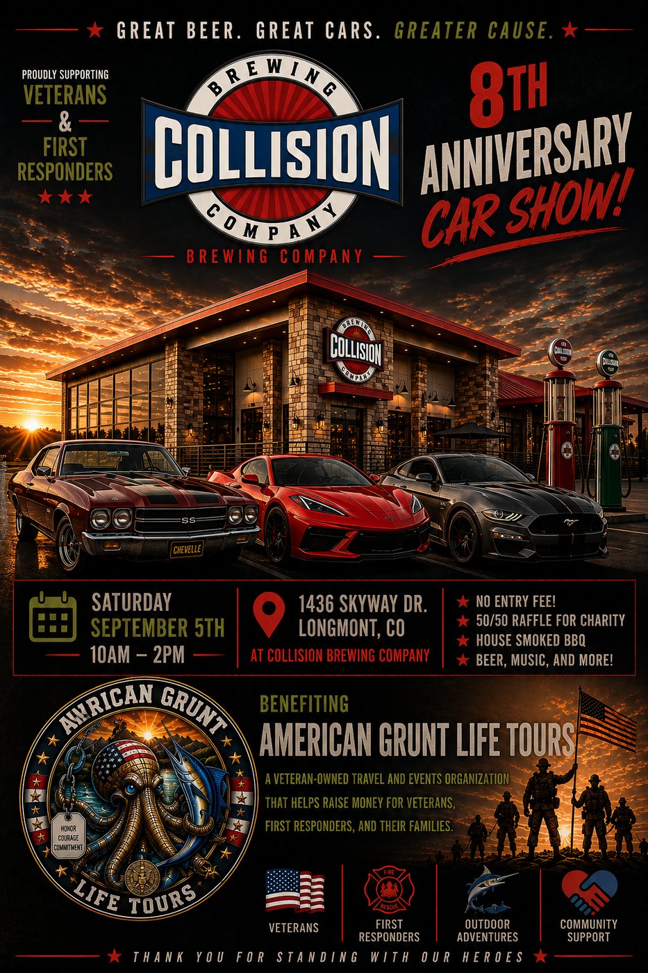 Collision Brewing Company 8th Anniversary Car Show flyer